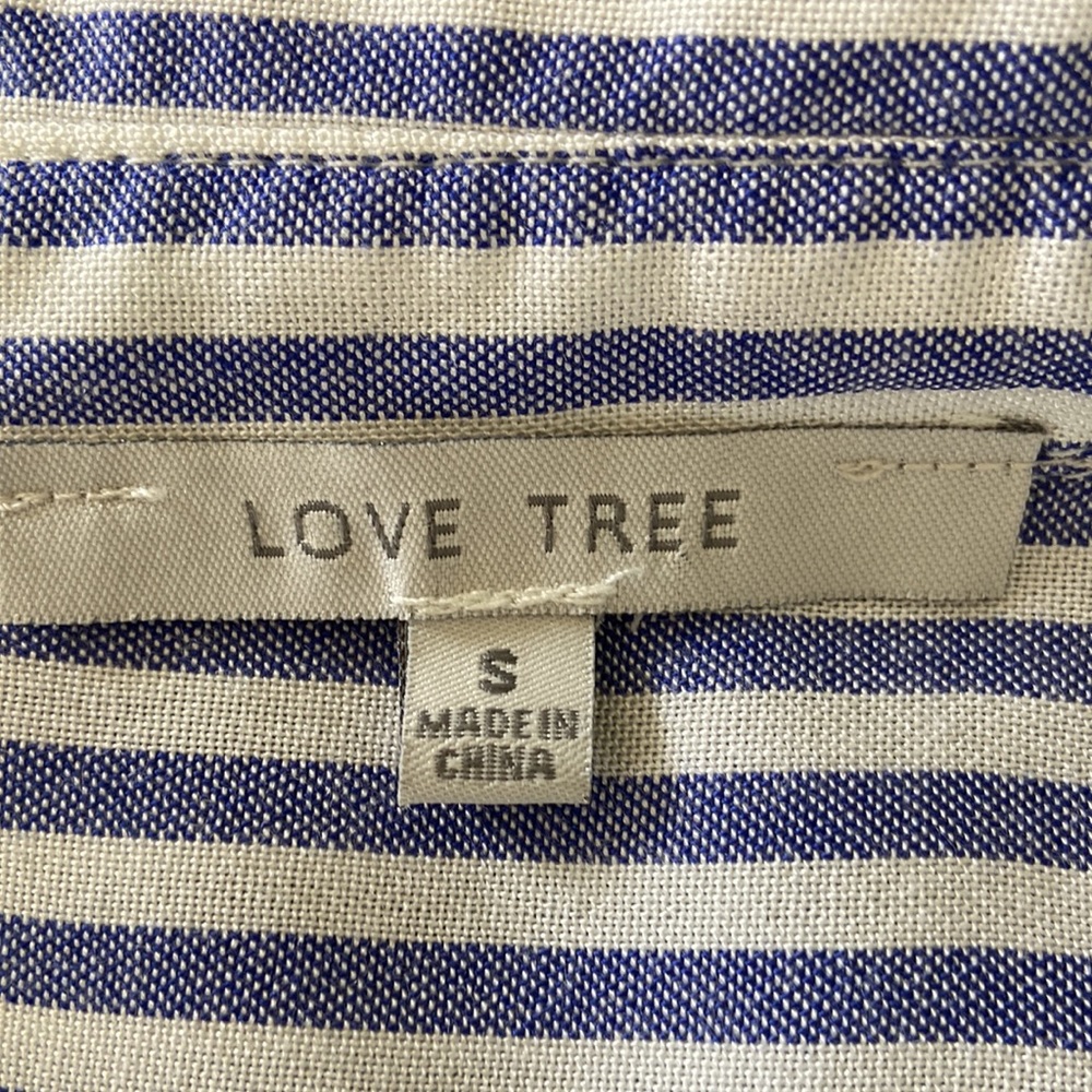 Love Tree Blue & White Stripe Button Down Blouse Size S NWOT - Picture 6 of 13